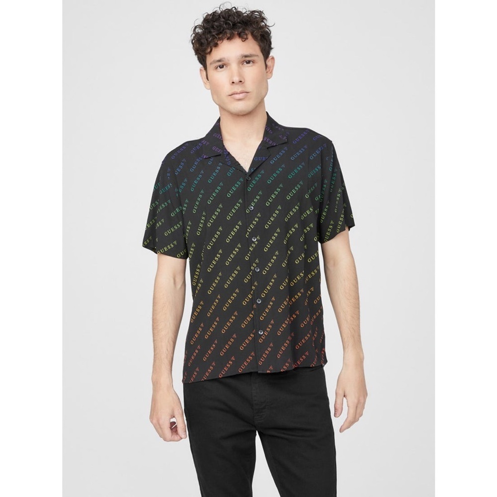 New GUESS Rustie Rainbow Plain (JBLK)SZ XL - Picture 2 of 7